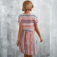 thumbnail image 2 of Robe d'Été, Simple Ronde Cou Type Lose Robe d'Été Décontractée Manches Courtes pour l'École Orange Rose M, 2 of 5