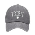 thumbnail image 2 of Men's Washed Cotton Baseball Cap, Vintage Style Irish Print Dad Hat with Adjustable Fit, St. Patrick's Day Theme Casual Cap, Green Embroidery Daily Wear Hat for Holiday Celebration and Everyday Use, 2 of 3