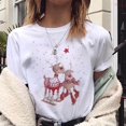 thumbnail image 1 of Camiseta de Reno de Navidad para mujer, ropa de talla grande, Camisetas estampadas blancas 2021, 1 of 5