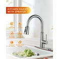 thumbnail image 3 of Wowow Brushed Nickel Single-Handle Pull-Down Sprayer Kitchen Faucet Stainless Steel with ‎Deck Mount, 3 of 7