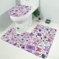 thumbnail image 2 of Purple Gothic Cat Crystal Pattern Bathroom Rugs Sets 3 Piece,Toilet Cover Set,Absorbent Non Slip Bathroom Mats Sets with U-Shaped Contour Rug Toilet Rug Set, 2 of 5