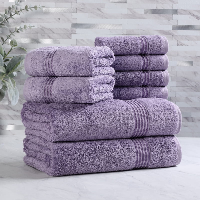 Superior Egyptian Cotton Absorbent 8-Piece Royal Purple Towel Set