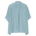 thumbnail image 3 of RQYYD Women Mock Neck Batwing Short Sleeve Summer Tops 2023 Spring Loose High Low Hem Casual Oversized Blouses Shirts Top(1#Light Blue,S), 3 of 4