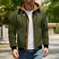 thumbnail image 4 of Rutainlusire Mens Trendy Warm Quilted Bomber Jackets Men's Workwear Style Hooded Jacket Fake Two-piece Spliced Plaid Interior With Multiple Pockets For Warmth And Casual Flight Jacket, 4 of 5