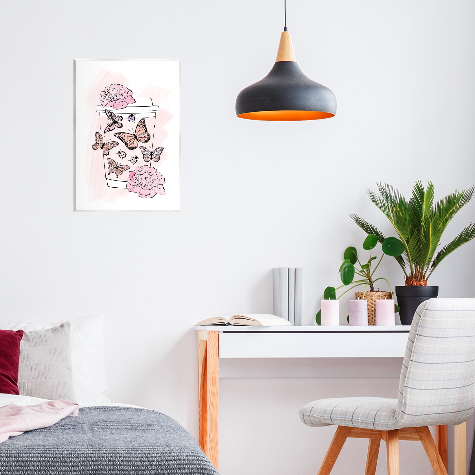 Stupell Industries Romantic Coffee & Butterflies Wall Plaque Art, design by Martina Pavlova