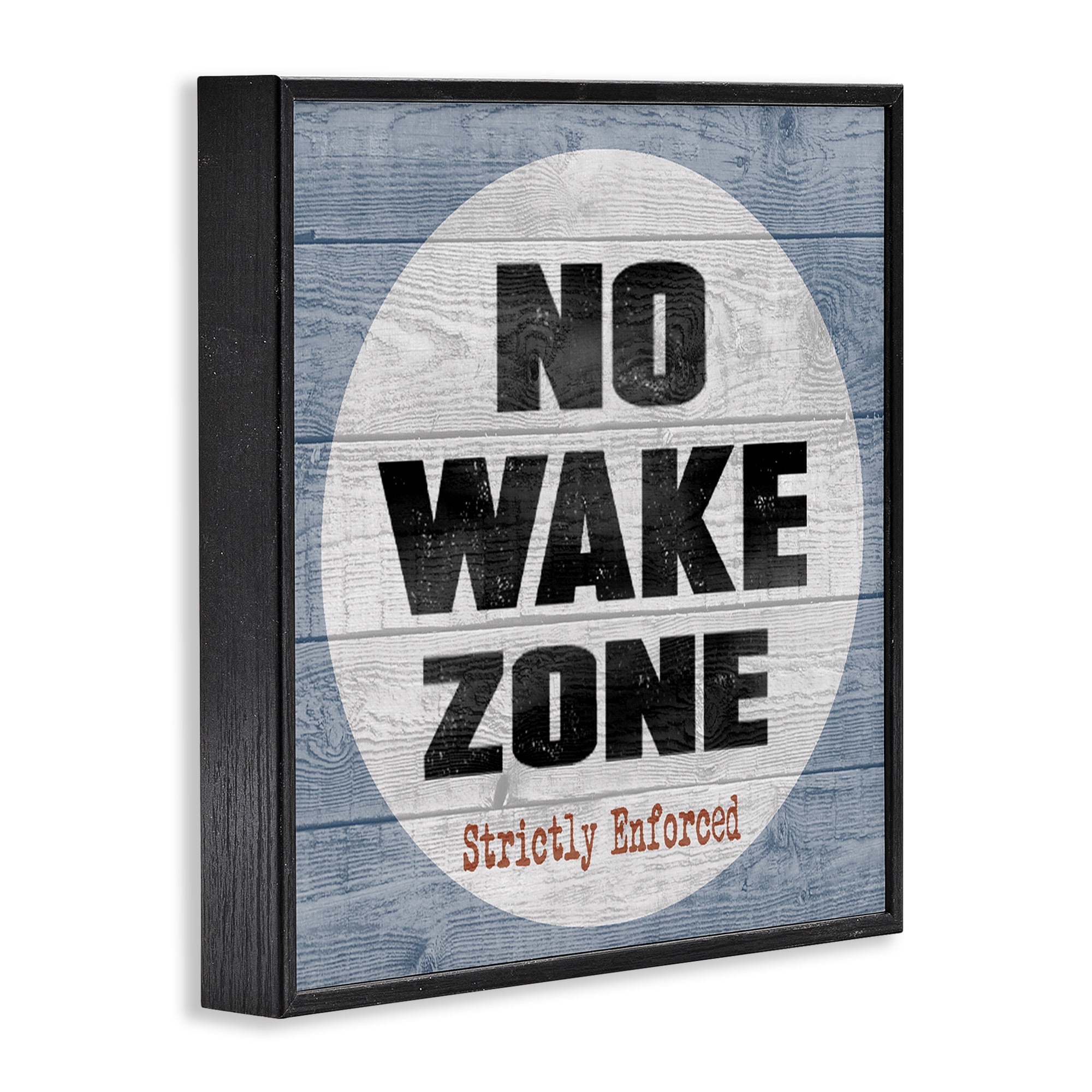 Stupell Industries No Wake Zone Beach Planks Nature Painting Black Framed Art Print Wall Art, 17 x 17