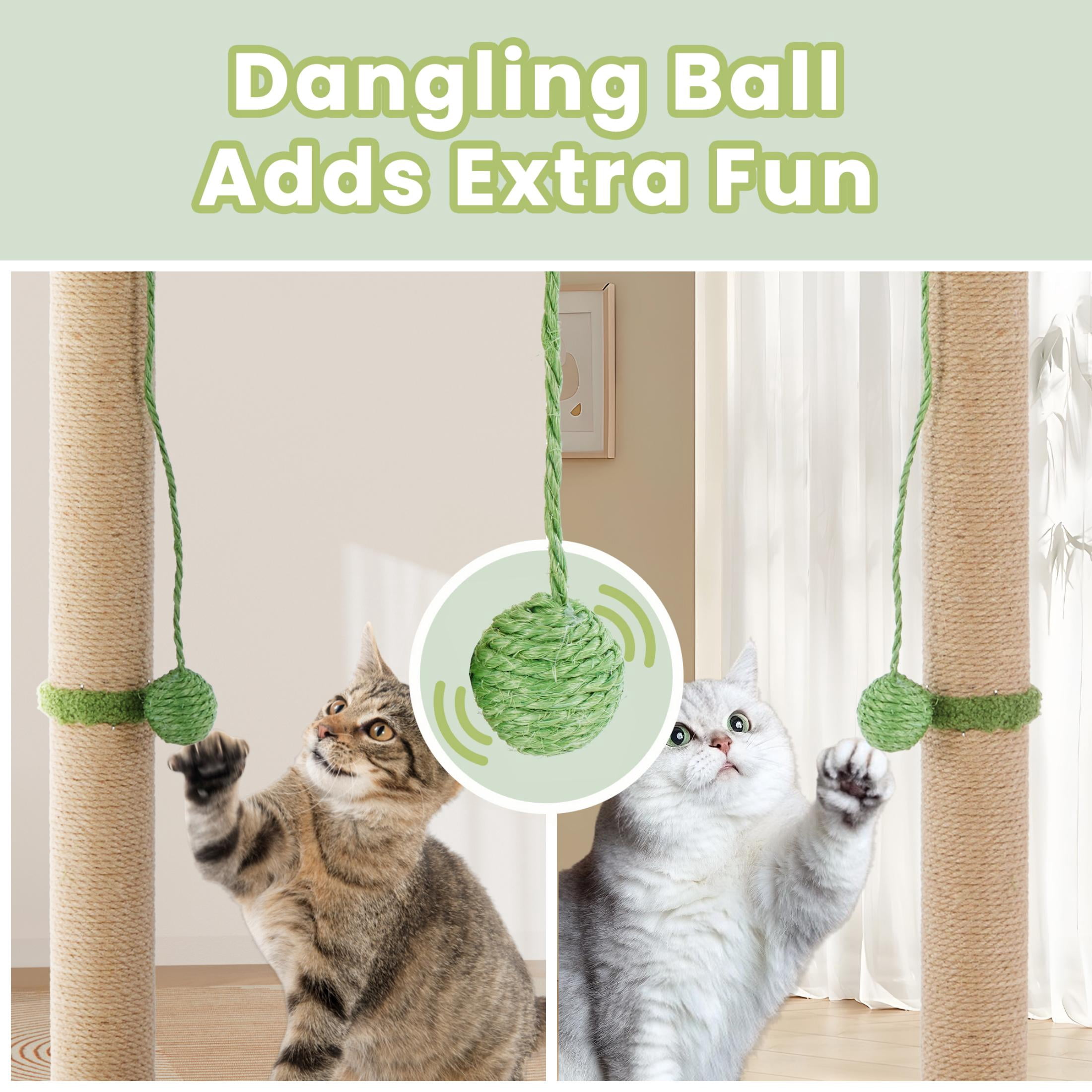 EDX 33" Cat Scratching Post, Cat Scratcher Tall Scratching Posts with Dangling Ball, Palm Tree Cat Scratch Post for Indoor Cats, Green