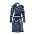 thumbnail image 3 of Seyurigaoka Women Juniors Elegant Printed Shirt One Piece Dress, Lapel Buttoned Neck Long Sleeve, 3 of 9