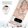 thumbnail image 4 of SaniMore for Google Pixel 8 Pro Case, Marble Pattern 3 in 1 Heavy Duty Shockproof Full Body Hard PC+IMD Bumper Drop Protective Women Girls Cover Rotating Ring Bracket Stand, Gold, 4 of 10