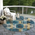 thumbnail image 6 of Addison Rugs Chantille Indoor/Outdoor Transitional Geometric Teal Washable Round Rug, 8' x 8', 6 of 6