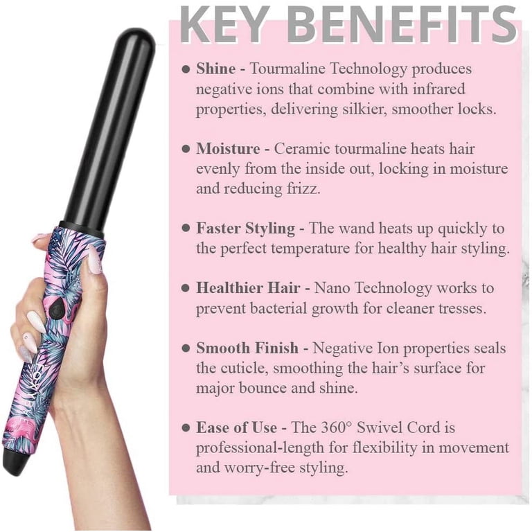 Foxy Bae Flamingo Hot Tropic 32mm Curling Wand - Instant Heat Curling Iron Foxybae - Flamingo Curling Wand 25MM - Walmart.com main image 3
