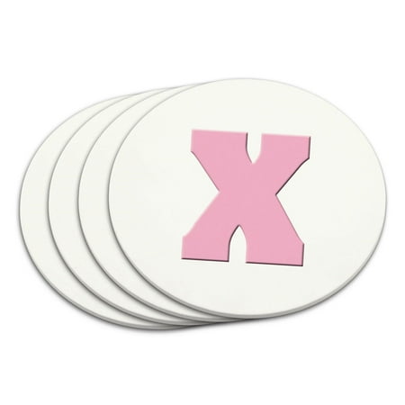 

Letter X Initial Baby Girl Block Font Pink Shower Coaster Set