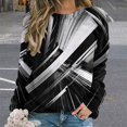 thumbnail image 2 of Geometric Lattice Womens Oversized Sweatshirts Hoodies Crewneck Casual Tops Comfy FallWinter Clothes 2024, 2 of 7