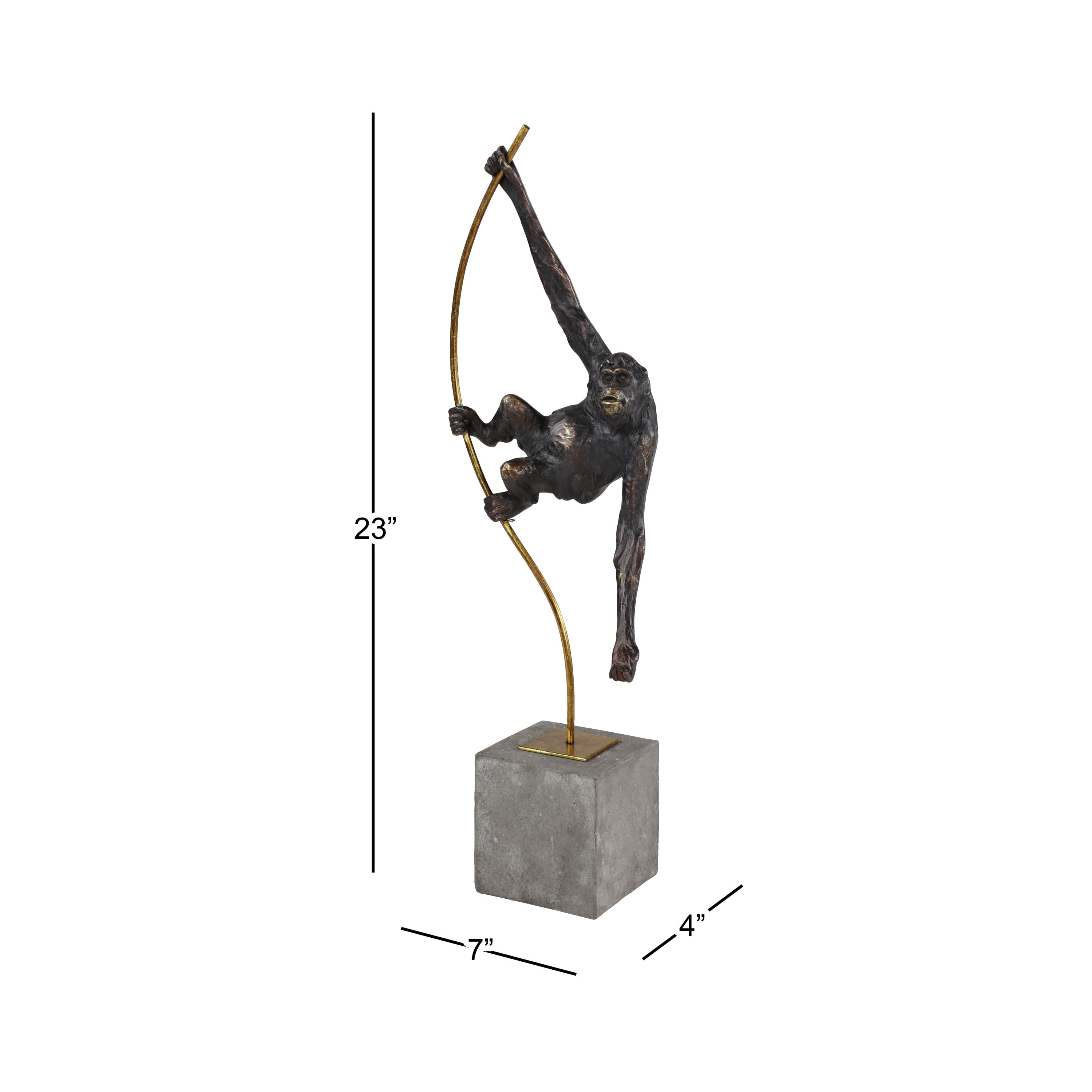 DecMode 7"W, 23"H Resin Modern Monkey Sculpture, Black