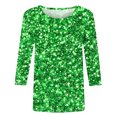 thumbnail image 5 of REORIAFEE Graphic Tees for Women Plus Size St. Patrick's Day Printed 3/4 Sleeve Shirts Paddy's Day Round Neck Casual Tees Soft Trendy Tops Green XXXXXL, 5 of 5