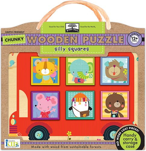 Silly Squares Puzzle 697233002149 Innovative Kids Green Start Chunky Wooden Puzzles