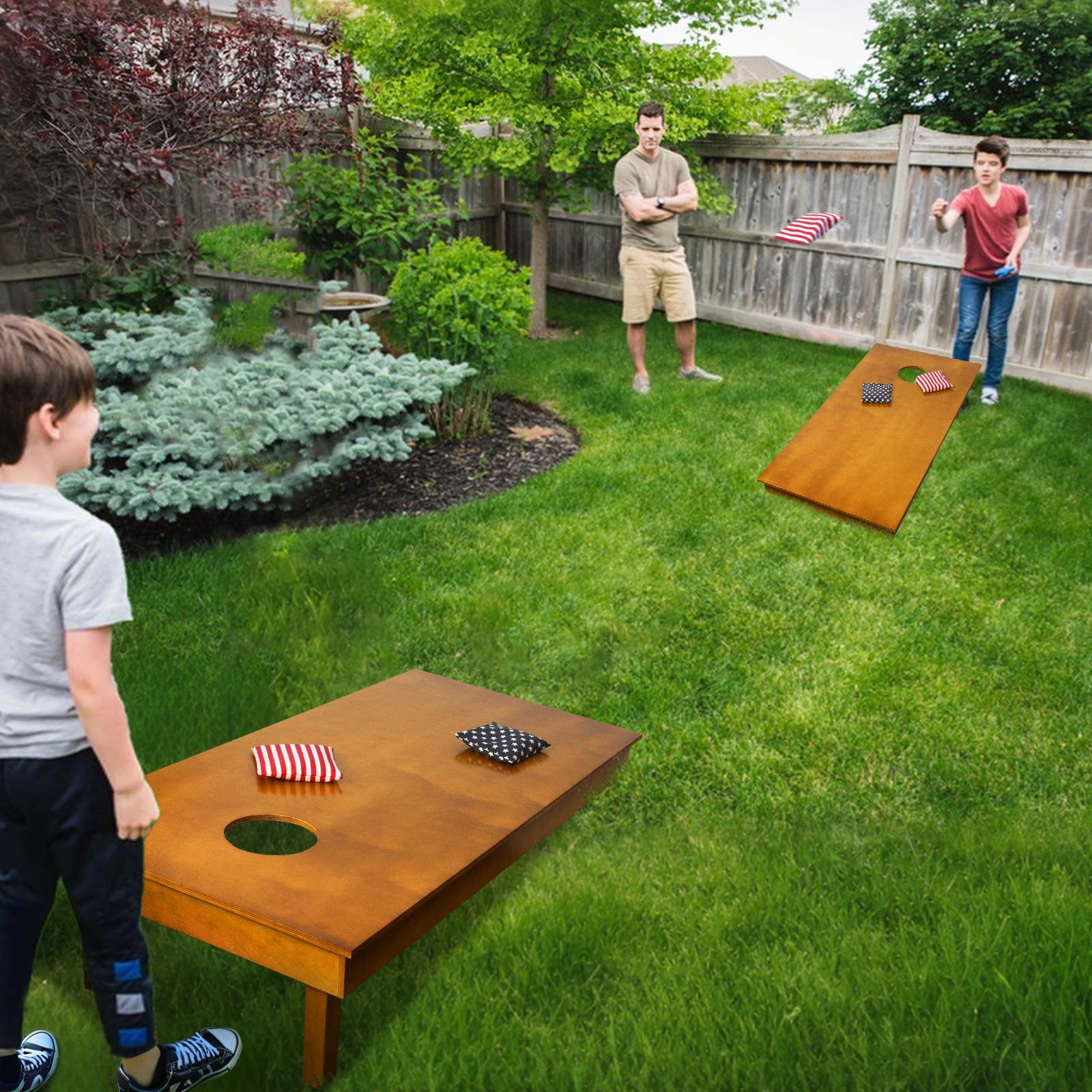 Professional Cornhole Board Set 4x2 Regulation Size Cornhole Set with No Bounce & 8 Bean Bags Corn Hole Boards Bean Toss Game for Adults Family Outdoor Lawn Outside Backyard Games
