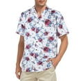 thumbnail image 3 of American Trends Hawaiian Shirt for Men Short Sleeve Button Down Shirts Beach Shirts for Men White With Rose XL, 3 of 7