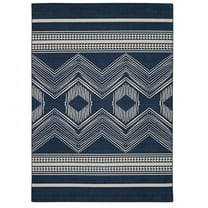 Linon Outdoor Washable Area Rug Collection, Navy and Ivory, 2' x 3'