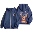thumbnail image 4 of WILLBEST Sudadera Deportiva para Mujer Ladies' Christmas Printed Zipper Long Sleeved Pocket Adjuststring Casual Hooded Sweatshirt 2067 X-Grande, 4 of 8