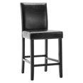 thumbnail image 4 of Simple Style Bar Chairs Full Back Counter Height PU Leather Upholstered Barstools, Black, Set of 2, 4 of 8