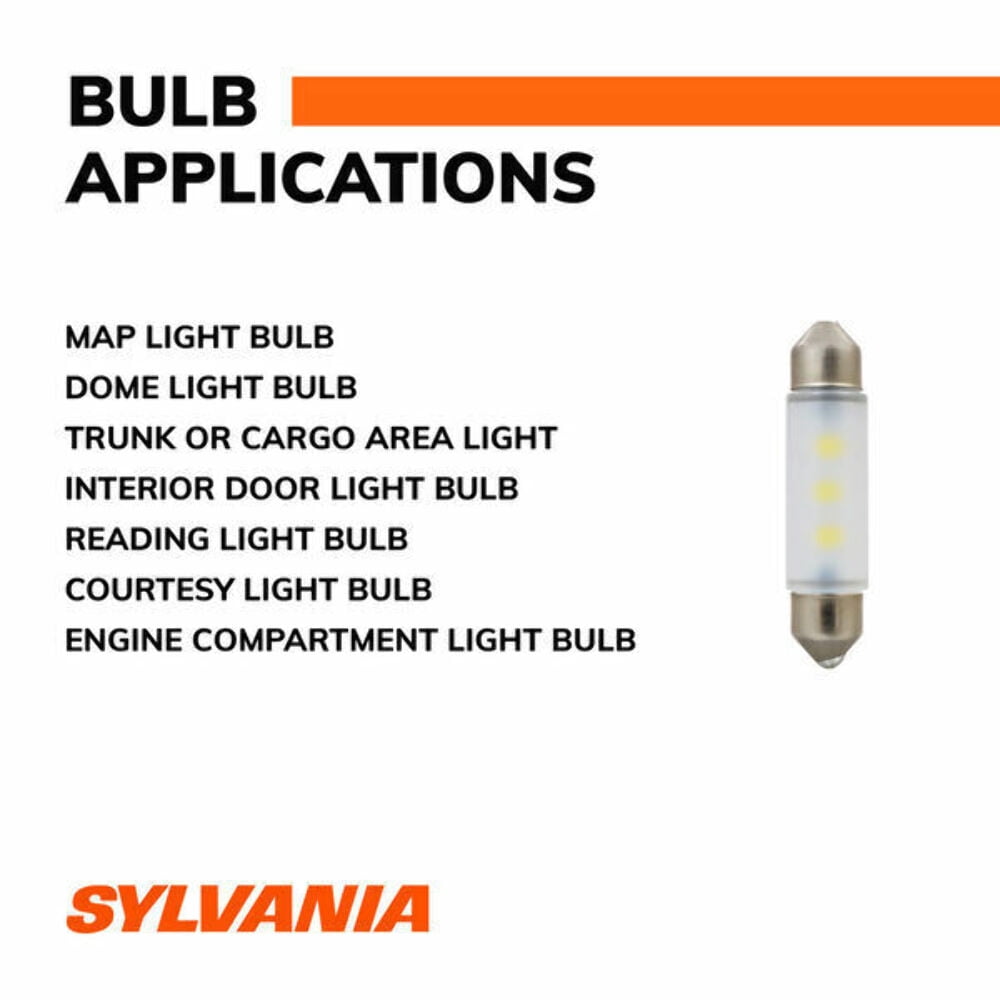 (2 pack) Sylvania 578 WHITE SYL LED Mini Bulb, 1 Pack, Compatible with Multiple Cars