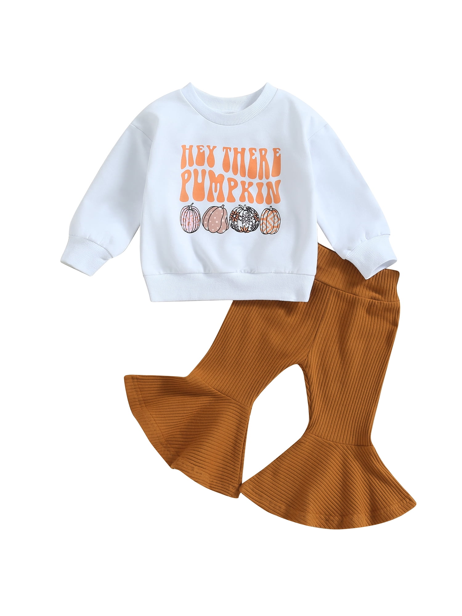Infant Baby Girl Halloween Outfit Pumpkin Letter Print Long Sleeve
