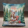 thumbnail image 2 of Merry Christmas Santa Reindeer Antlers Basset Hound Sleigh Xmas Winter Holiday Pillowcase Double Sided Bassets Dog Breed Lovers Gifts Idea Pillow Case Covers - 00023, 2 of 3