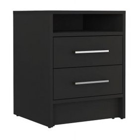 Cterwk Wodo Beside Table Nightstand with 2 Drawers, Black