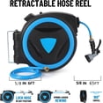 thumbnail image 2 of TROPOW Retractable Garden Hose Reel, 5/8" x 65ft, Wall-Mounted with 180° Swivel Bracket, 9-Pattern Nozzle, Any Length Lock, Auto-Rewind Slow Return System, 2 of 6