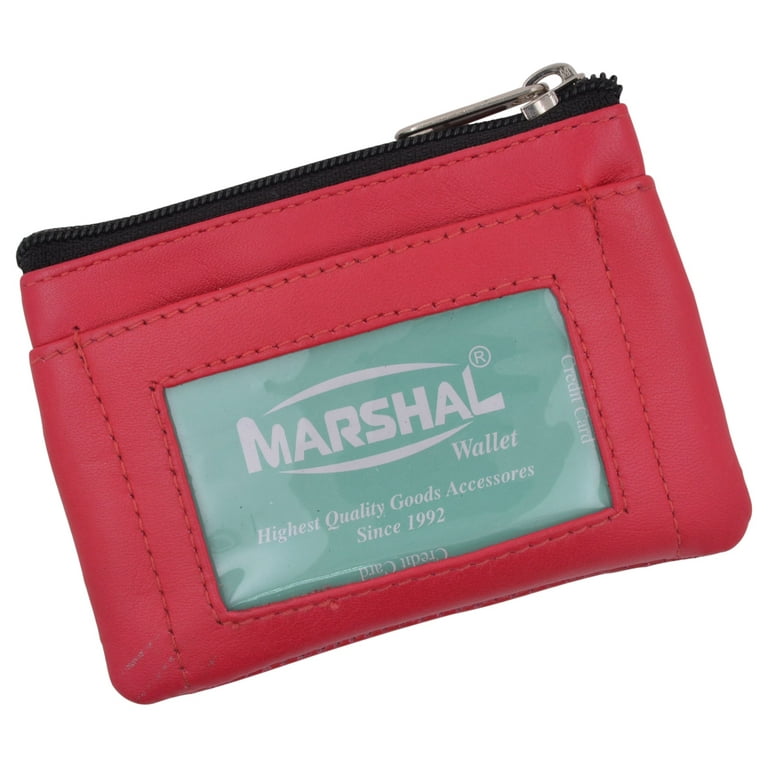 Genuine Leather Coin Change Purse With Front ID Window & Key Genuine Leather Coin Change Purse With Front ID Window & Key