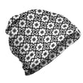 thumbnail image 1 of Moroccan Unisex Beanie, Monochrome Tile Design, Hiking Outdoors, Black White, by Ambesonne, 1 of 1