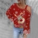 thumbnail image 1 of Pntutb Blusa de manga larga con estampado de cabeza de venado de Navidad con hombros asimétricos de otoño para mujer Pntutb Pntutb-948, 1 of 5