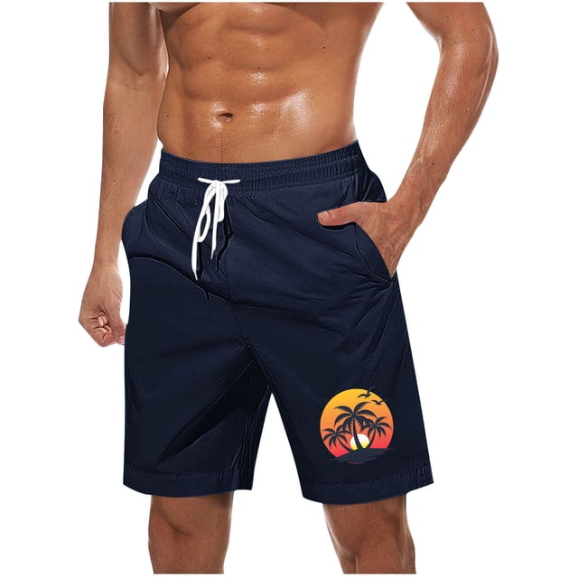 Pantalones Cortos Casuales para Hombre Imprimir con Bolsillos Pantalones de Playa de Cintura Elástica, Pantalones Cortos de Cintura Elástica para Hombre