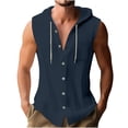 thumbnail image 2 of Mifsaly Mens Hooded Sleeveless Shirts Button Down Hoodie Lightweight Breathable Everyday Travel Vacation Summer Tops with Pocket L, 2 of 6