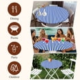 thumbnail image 7 of Navy Blue Stripe Round Tablecloth, Fitted Table Cover with Elastic for 36"-44" Round Tables, Modern White Vertical Striped Geometric Table Cloth Outdoor Indoor Dinning Party Waterproof Tablecloths, 7 of 7