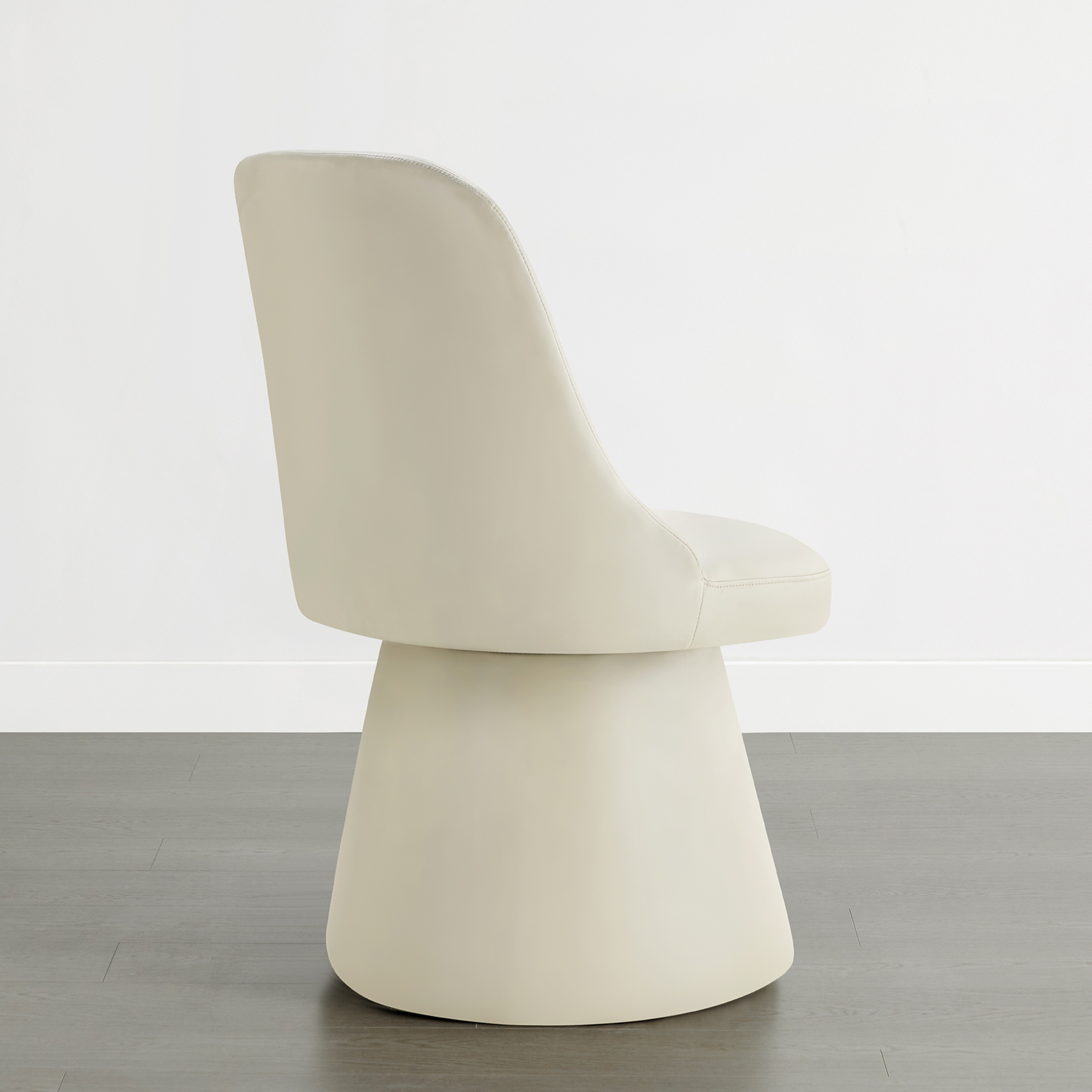 Spruce & Spring Modern Upholstered Swivel Dining Chair with High Back and Conical Base, Single, Cream Faux Leather