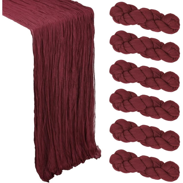 6/10 Pack Chemin de Table de Noël Rouge, 35x120 Pouces Chemin de Table en Nid d'Abeille, Décoration de Table Bohème Rustique pour Fête Mariage Maison