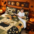 thumbnail image 4 of Erosebridal Halloween Patchwork Bed Sheets, Cauldron Cat Full Size Sheets, Black Olive, Black Reversible, 4-Piece, 1 Flat Sheet, 1 Fitted Sheet and 2 Pillowcases, 4 of 6