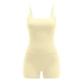 thumbnail image 5 of LangJing Womens Workout Sets 2 Piece Seamless Sports Cami Tops High Waist Biker Yoga Shorts Sets Gym Workout Activewear Matching Set Yellow,XL, 5 of 7