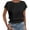 Black, variant on Crew Neck 1/4 sleeve Casual Cottagecore Summer T Shirt Hawaiian Shirts Basic Tees boho tops for women summer Red S