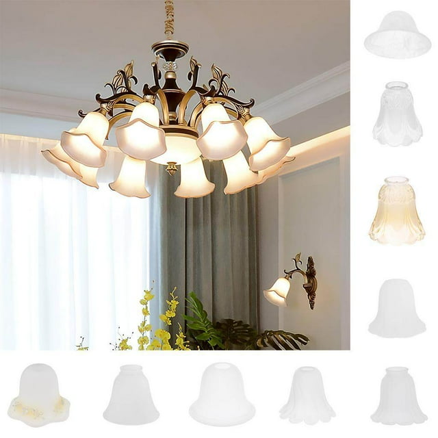 Replacement Ceiling Fan Vanity Chandelier Light Cover Frosted And Clear Glass Shade 1