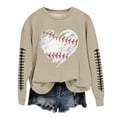 thumbnail image 3 of Craaazy Long Sleeve Shirts For Women Casual Solid Color Crewneck Sweatshirts Rugby Printed Shirt Pullover Sweatshirts Gifts For Women, 3 of 4