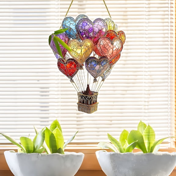 DESIGNICE Hot Air Balloon Solar Lantern with Flickering Flame Light,Solar Hot Air Balloon Model,Glass Outdoor Solar Hanging Lights Waterproof,For Garden Yard Farmhouse Patio Pathway Decoration