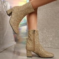thumbnail image 4 of Modisza Women's Fashion Ankle Boots Glitter Sparkly Mid Calf Booties Ladies Outdoor Comfortable Low Heel Party Dressy Boot, 4 of 7