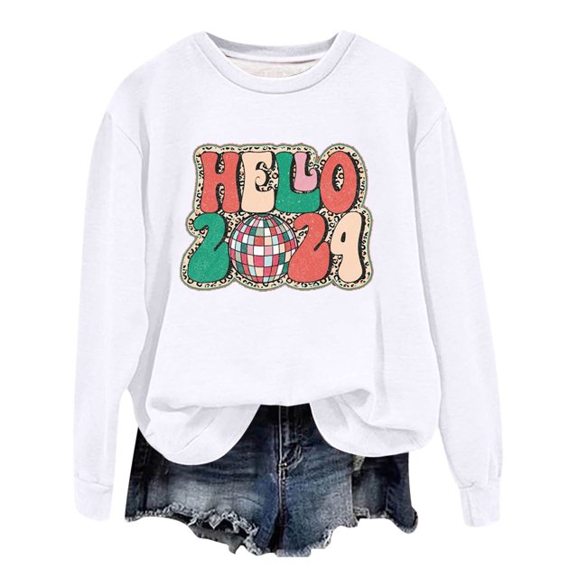 Gibobby Sudadera Navidad Mujer Otoño e Invierno Adecuado Navidad Estampado O Cuello Casual Manga Larga Camisas De Entrenamiento Blusa Suelta(Blanco,G)