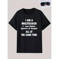 thumbnail image 2 of Men's Casual Crew Neck T-Shirt, Knit Fabric, Short Sleeve, Regular Fit, with Multitasker Print, for Daily & Weekend Wear, Machine Washable Top|Humorous Print|Glossy TextureFather's Day, Mother's Day, 2 of 8