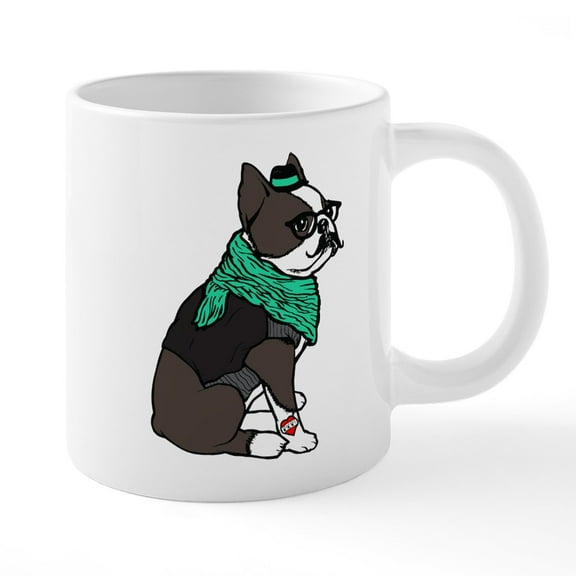 CafePress - Hipster Boston Terrier - 20 Oz White Ceramic Mega Mug