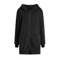 thumbnail image 3 of Women'S Long Sleeve Hooded Cardigan with Zipper Loose Plush Cardigan Jacket Women'S Plush Jacket Black L, 3 of 9