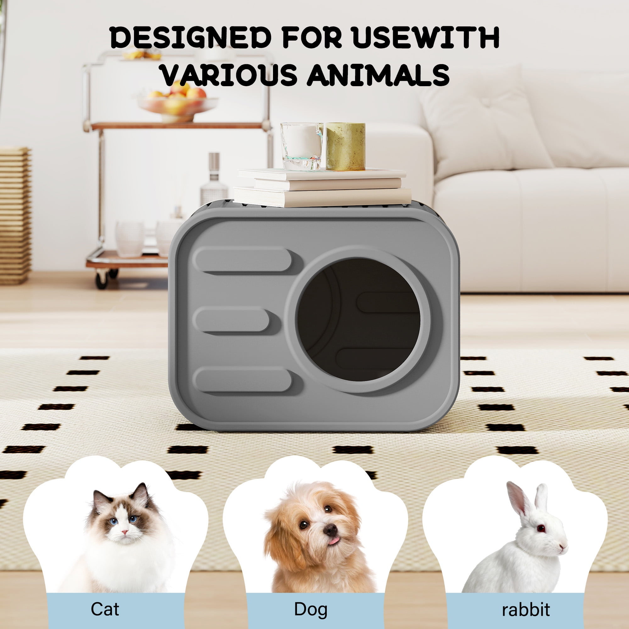 Bifanuo Cat House for Indoor & Outdoor Cats,Weatherproof Resin Cat Shelter with Camera-Shaped Design,Ventilation, Assemble Easily for Home & Yard,Gray